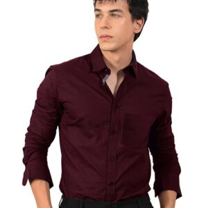 Pinkmint Mens Cotton Blend Regular Fit Long Sleeve Button Down White Shirt for Men Collared Casual Formal Soild Shirt