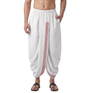 Mens Dhoti Pant Cotton Blend | Readymade Traditional Bottom Wear for Men | Elastic Waist with Pocket | Lungi Style Ethnic Wear | Mundu Veshti for Festive & Daily Use