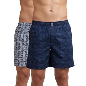Jockey US57 Men Super Combed Mercerized Cotton Woven Printed Boxer Shorts with Side Pockets_(Pack of 2, Prints May Vary)
